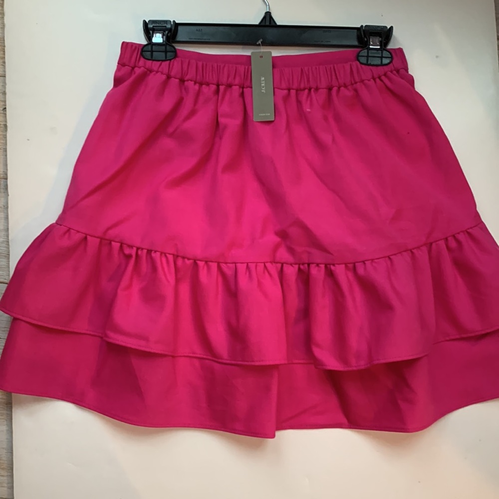 J Crew💕Barbie Hot Pink Barbicore Skirt Tier Ruffle Hot Pink Flirty Fun Fuchsia